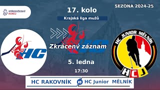 HC Rakovník vs. HCJunior Mělník  17. kolo  KLM  5.1. 2025.  4:7    Zkrácený záznam