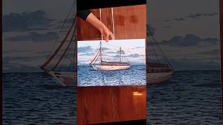 A painted ship on a painted ocean ⛵/ painting tutorial #acrylicpainting  #shortviral #shippainting