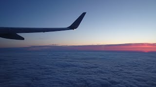 [4K]機窓 雲海と夕陽が美しい 三沢空港 (MSJ) 離陸 動画 JAL158 2019年6月11日