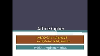 Affine Cipher | Encryption Decryption using Affine Cipher | C implementation | Example