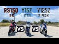 Y15Z spec HANTU vs Y125z(pipe on) vs Rs150 (63mm) !!?| s2 episode 20