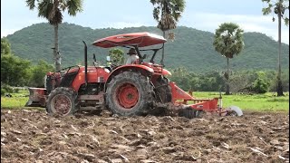 Amazing Tractor Kubota M6040SU Plowing At Field - Tractor Farmers