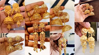 Letest Gold Jhumka Earrings Design With Weight and Price || light weight gold jhumka earrings design