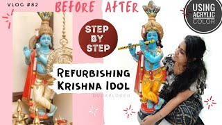 KRISHNA IDOL REFURBISHING ||using acrylic paint||step by step ||JANMASHTAMI SPECIAL