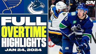 St. Louis Blues at Vancouver Canucks | FULL Overtime Highlights - January 24, 2024
