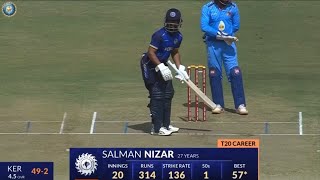 Salman Nizar unbeaten 99 against Mumbai in SMAT 2024