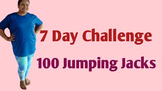 100 Jumping Jacks 7 Day Challenge [Cardio + Burn Calories + Lose Weight]#day3