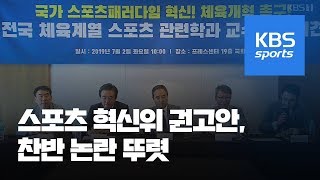 체육학 교수들 스포츠 혁신위 권고안 지지성명…찬반 논쟁 가열 / KBS뉴스(News)