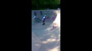 12 year-old skater Tyler Edtmayer, full cab (fakie 360) in the bowl