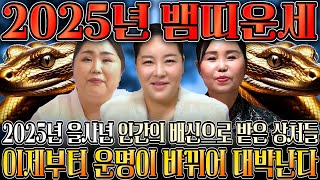 🌟2025년 을사년 뱀띠운세🌟 '말그대로 대박이다' 2025년 금전이 미친듯이 들어와 순식간에 부자가 된다?! 금전,문서운 대박난다 65년생 77년생 89년생 53년생 운세