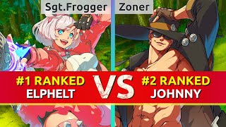 GGST ▰ Sgt.Frogger (#1 Ranked Elphelt) vs Zoner | Kshuewhatdamoo (#2 Ranked Johnny). High Level Play