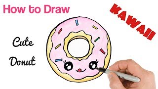 How to Draw Cute Donut easy step by step