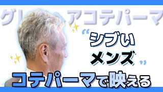 グレイヘアが映えるコテパーマスタイル【メンズ４０代５０代髪型】