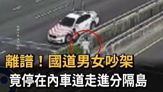 拿命開玩笑！國道男女吵架　竟停在內車道走進分隔島－民視新聞