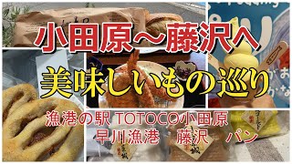 小田原　漁港の駅　TOTOCO小田原で地場産品果物　早川漁港周辺をお散歩。お食事処　大原　鰺フライ　海老フライ　パン激戦地　藤沢　百名店　マダムルージュ少し歩いてカンパニオも訪問