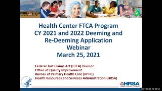 CY 2022 Health Center FTCA Deeming Technical Assistance Webinar