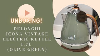 Unboxing Delonghi Icona Vintage Electric Kettle 1.7L (Olive Green)