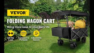 Happbuy Extra Large Collapsible Garden Cart with Removable Canopy