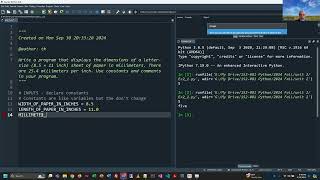 Programming in Python - Chapter 2 Part 1 Exercise Completion - Fall 2024