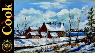 How to Paint a Winter  Village in the Snow in Acrylics A Beginner's Guide to Paint Snow