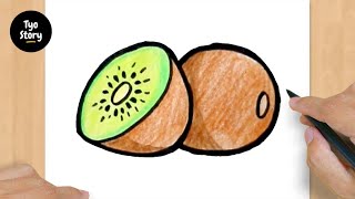 #247 How to Draw a Kiwi Fruit - Easy Drawing Tutorial