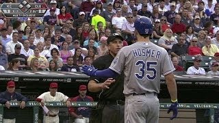 KC@CLE: Hosmer's at-bat continues after a foul ball