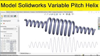 Solidworks advanced tutorials | Helix Curve with Variable Pitch