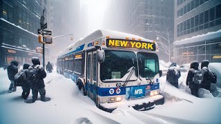 NYC 5AM Snow Walk in Manhattan - Heavy Snowfall in New York City 4K NYC Snow Walk in Manhattan ASMR