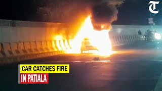 Car catches fire in Patiala, passengers escape unhurt