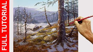 Tutorial: Acrylic Landscape Painting / Winter Forest / JMLisondra