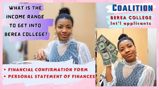 BEREA COLLEGE FINANCIAL RESOURCES CONFIRMATION form & other INCOME questions on COALITION