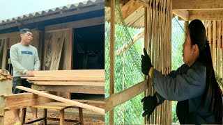 The process of repairing and making bamboo fence for chickens - building wooden wall | Dang Thi Mui