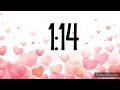 2 minute timer. hearts background. no music soft piano notes at the end