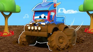 Super Monster Truck is Trapped! | Hero Stuck in Mud | Vehicles Cartoon for Kids