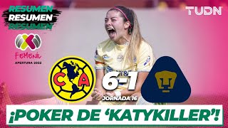 Resumen y goles | América 6-1 Pumas | Liga Mx Femenil AP2022 -J16 | TUDN
