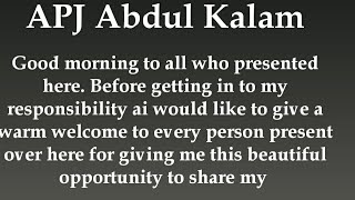 Speech on APJ Abdul kalam | speech on APJ Abdul kalam in English | Speech on former President