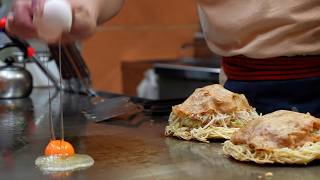 Hidden techniques and deep flavors! Crunchy noodles and chewy okonomiyaki