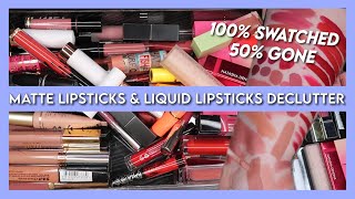 LIPSTICK AND LIQUID LIPSTICK DECLUTTER | IN DEPTH OVERHEAD MAKEUP DECLUTTER