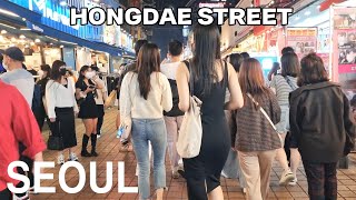 [4K] Seoul Hongdae street in autumn season walking Seoul south Korea