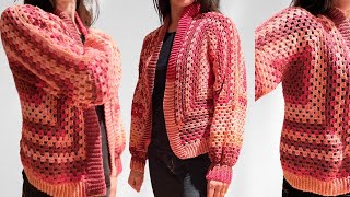 Veste hexagonale granny au crochet