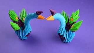 How to make paper peacock mini origami 3D. Tutorial DIY