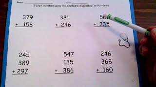Using Standard Algorithm for 3-Digit Addition #1 (Stethoscope)