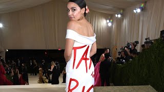 AOC Wears 'Tax the Rich' Dress at New York Met Gala