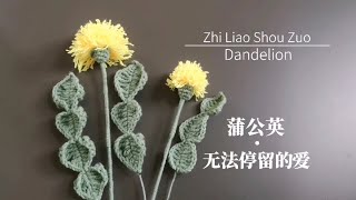 钩针编织蒲公英花束，花语：勇敢自由，无法停留的爱 唯美花朵毛线钩织图解教程（下）