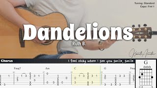 Dandelions - Ruth B. | Fingerstyle Guitar | TAB + Chords + Lyrics