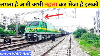 Brand new vatva Wag9Hc 41815 locomotive is on duty with bcnhl wagon train