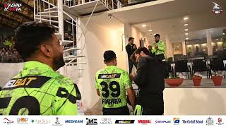 Dressing room welcomed FAKHAR ZAMAN  after brilliant 96 vs Peshawar Zalmi
