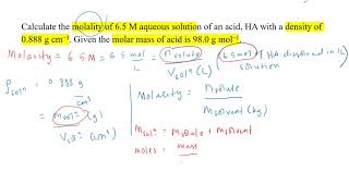 Use Molarity and Density to find out Molality