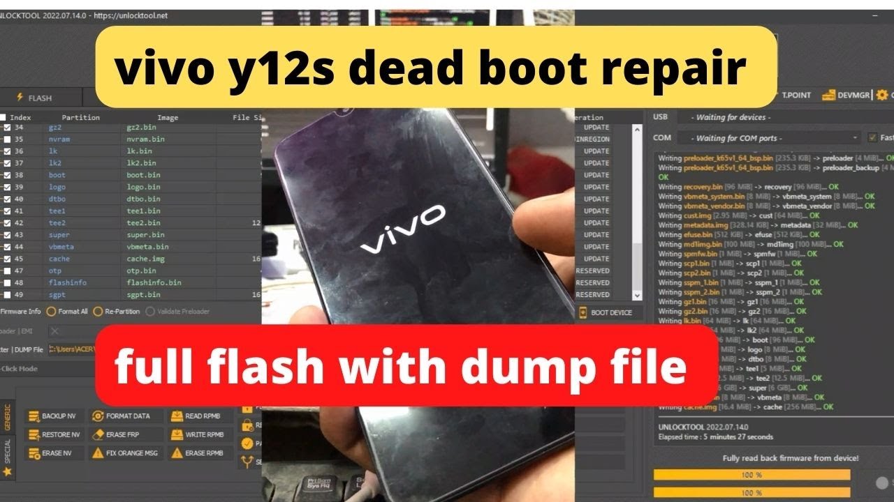 How To Full Flash Vivo Y12s PD2036F Dead Boot Fix Hang On Logo 100% Fix ...