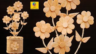 Home decor Jute Flower pot | #FlowerVase Showpiece Making with ice-cream sticks | DIY Handmade